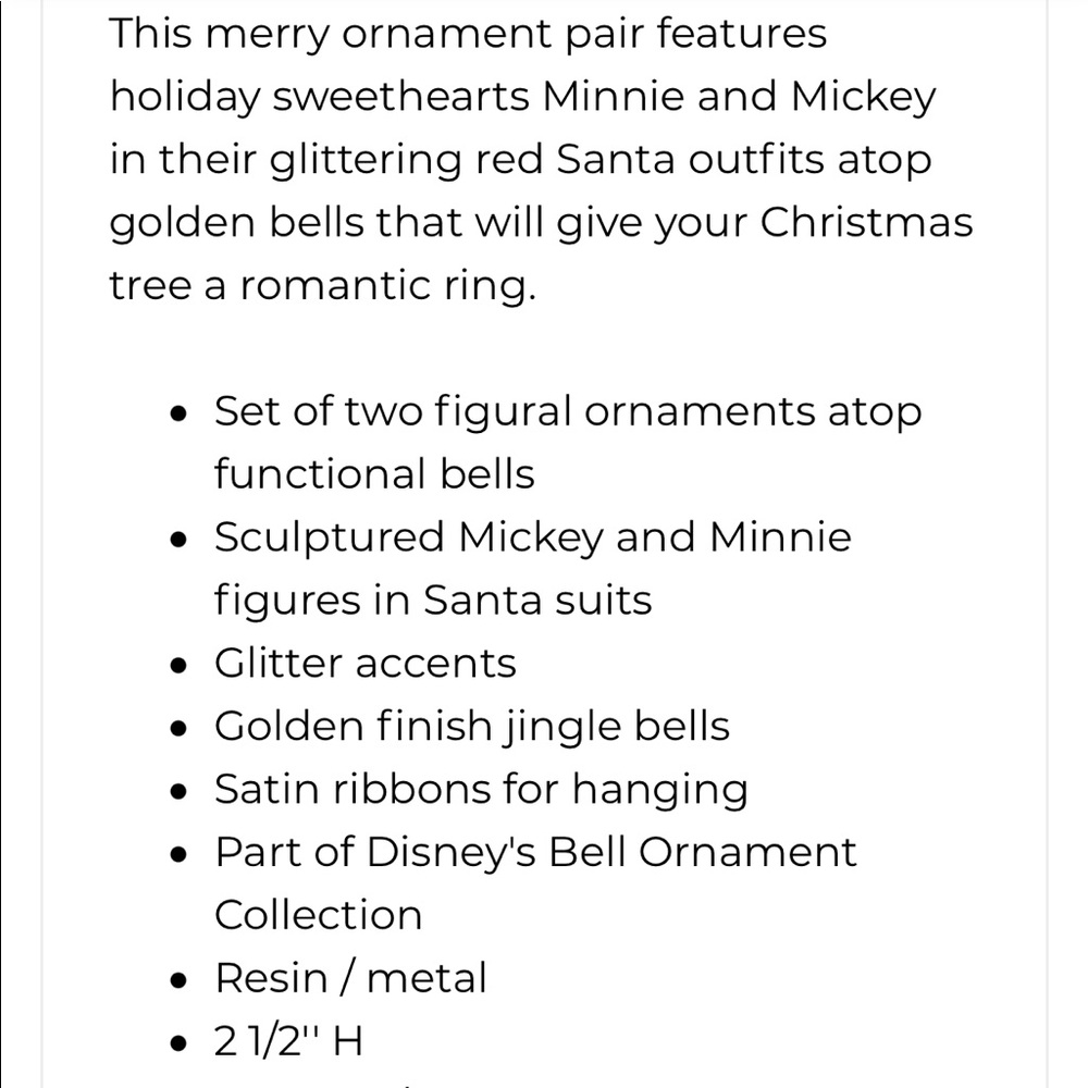 Disney Parks Santa Mickey and Minnie Christmas Bell Ornament Set - Picture 7 of 7